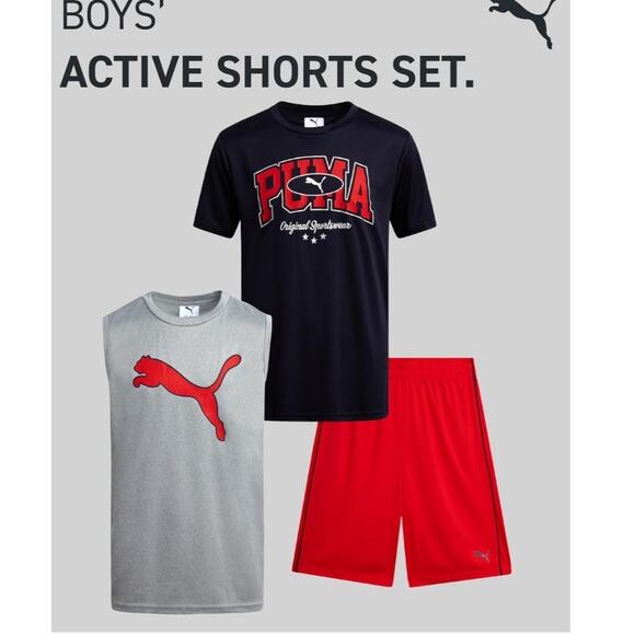 Puma Boys Active Shorts Set 3Piece Set 18m - Picture 6 of 9